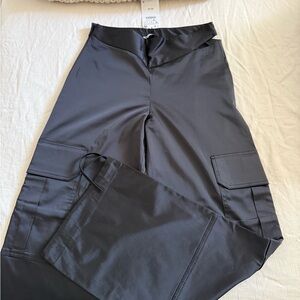Black satin Cargo Pants
